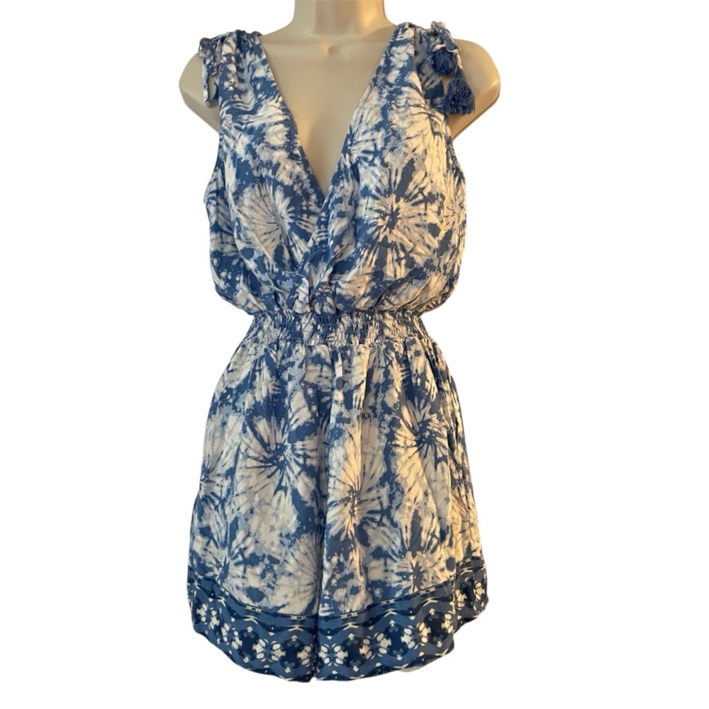 Bebop Blue and White Tie-Dye Romper